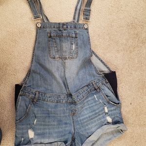 Indigo Blue Maternity Overall Shorts